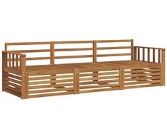 Lauko sofos komplektas 3 pcs Natūrali Kietos akacijos mediena