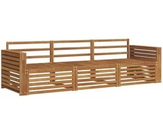 Lauko sofos komplektas 3 pcs Natūrali Kietos akacijos mediena