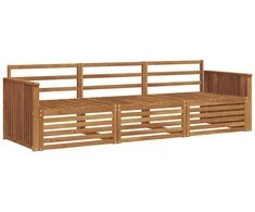 Lauko sofos komplektas 3 pcs Natūrali Kietos akacijos mediena