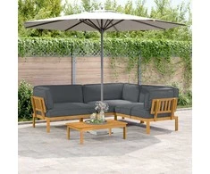 Sofos komplektas 4 pcs Antracitas Kietos akacijos mediena