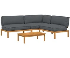 Sofos komplektas 4 pcs Antracitas Kietos akacijos mediena