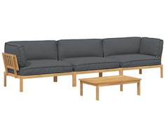 Sofos komplektas 4 pcs Antracitas Kietos akacijos mediena