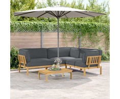 Sofos komplektas 4 pcs Antracitas Kietos akacijos mediena
