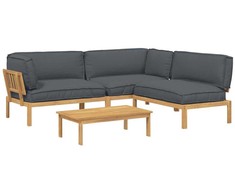 Sofos komplektas 4 pcs Antracitas Kietos akacijos mediena