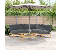 Sofos komplektas 4 pcs Antracitas Kietos akacijos mediena