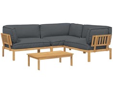 Sofos komplektas 4 pcs Antracitas Kietos akacijos mediena