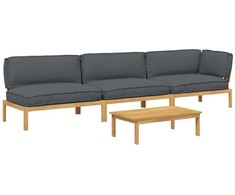 Sofos komplektas 4 pcs Antracitas Kietos akacijos mediena
