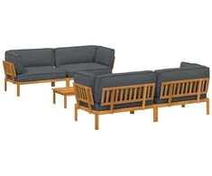 Sofa Sofos komplektas 5 pcs Antracitas Kietos akacijos mediena