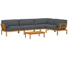 Sofa Sofos komplektas 5 pcs Antracitas Kietos akacijos mediena