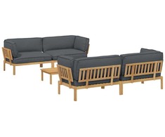 Sofos komplektas 5 pcs Antracitas Kietos akacijos mediena