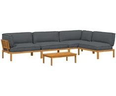 Sofos komplektas 5 pcs Antracitas Kietos akacijos mediena