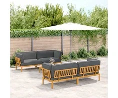 Sofa Sofos komplektas 5 pcs Antracitas Kietos akacijos mediena