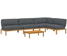 Sofos komplektas 5 pcs Antracitas Kietos akacijos mediena