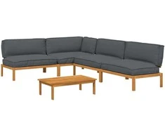 Sofos komplektas 5 pcs Antracitas Kietos akacijos mediena