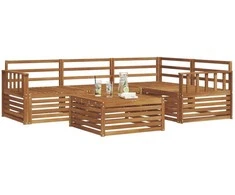 Lauko sofos komplektas 5 pcs Natūrali Kietos akacijos mediena