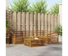 Lauko sofos komplektas 5 pcs Natūrali Kietos akacijos mediena