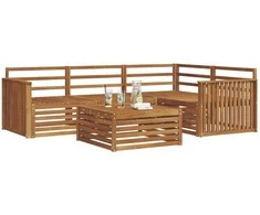 Lauko sofos komplektas 5 pcs Natūrali Kietos akacijos mediena