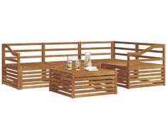 Lauko sofos komplektas 5 pcs Natūrali Kietos akacijos mediena