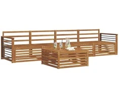 Lauko baldų komplektas Lauko sofos komplektas 5 pcs Natūrali Kietos akacijos mediena