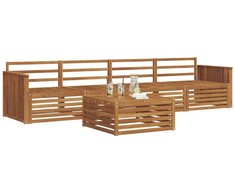 Lauko sofos komplektas 5 pcs Natūrali Kietos akacijos mediena