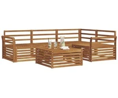 Lauko sofos komplektas 5 pcs Natūrali Kietos akacijos mediena