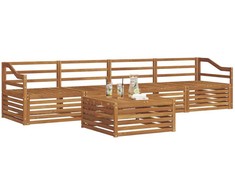 Lauko sofos komplektas 5 pcs Natūrali Kietos akacijos mediena
