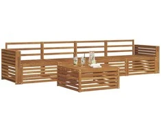 Lauko sofos komplektas 5 pcs Natūrali Kietos akacijos mediena