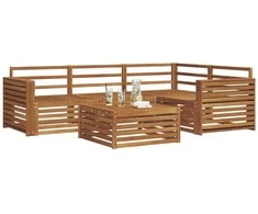 Lauko sofos komplektas 5 pcs Natūrali Kietos akacijos mediena