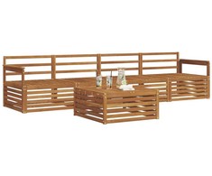 Lauko sofos komplektas 5 pcs Natūrali Kietos akacijos mediena
