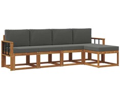 Lauko sofos komplektas su pagalve 5 pcs Natūralus ir antracitas
