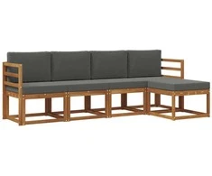Lauko sofos komplektas su pagalve 5 pcs Natūralus ir antracitas