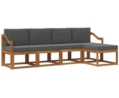 Lauko sofos komplektas su pagalve 5 pcs Natūralus ir antracitas