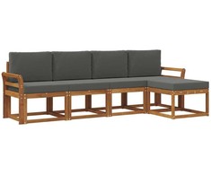 Lauko sofos komplektas su pagalve 5 pcs Natūralus ir antracitas