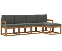 Lauko sofos komplektas su pagalve 5 pcs Natūralus ir antracitas
