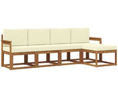 Lauko sofos komplektas su pagalve 5 pcs Natūralus ir grietinėlė