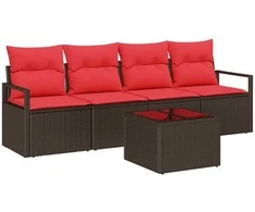 Sofos komplektas 5 pcs Ruda ir raudona poliratanas