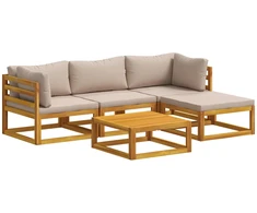 Sofos komplektas 5 vnt. Natūrali Kietos akacijos mediena