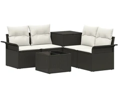 Sofos komplektas 6 pcs 4-Vietų skaičius Juoda ir kreminė balta
