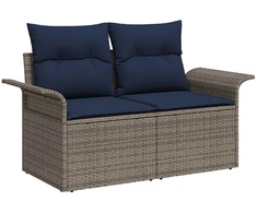Sofos komplektas 6 pcs 4-Vietų skaičius Pilka ir tamsiai mėlyna