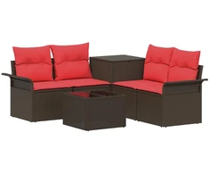 Sofos komplektas 6 pcs 4-Vietų skaičius Ruda ir raudona