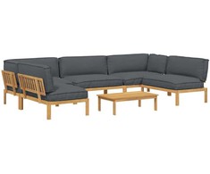 Sofos komplektas 6 pcs Antracitas Kietos akacijos mediena