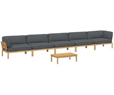 Sofos komplektas 6 pcs Antracitas Kietos akacijos mediena