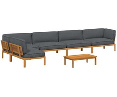 Sofos komplektas 6 pcs Antracitas Kietos akacijos mediena