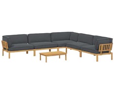 Sofos komplektas 6 pcs Antracitas Kietos akacijos mediena