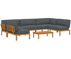 Sofos komplektas 6 pcs Antracitas Kietos akacijos mediena