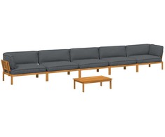 Sofos komplektas 6 pcs Antracitas Kietos akacijos mediena