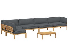 Sofos komplektas 6 pcs Antracitas Kietos akacijos mediena