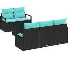 Sofos komplektas 6 pcs Juoda ir turkio poliratanas