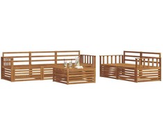 Lauko baldų komplektas Lauko sofos komplektas 6 pcs Natūrali Kietos akacijos mediena