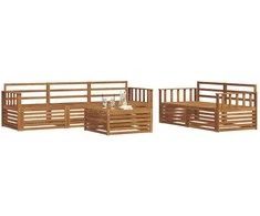 Lauko baldų komplektas Lauko sofos komplektas 6 pcs Natūrali Kietos akacijos mediena
